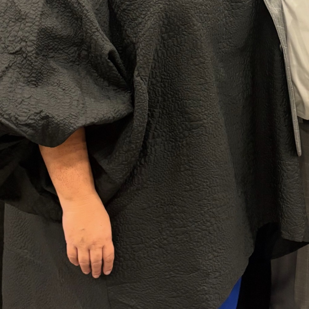 Textured Black Puff Sleeve Top with high/low one size fits all. - Picture 6 of 6